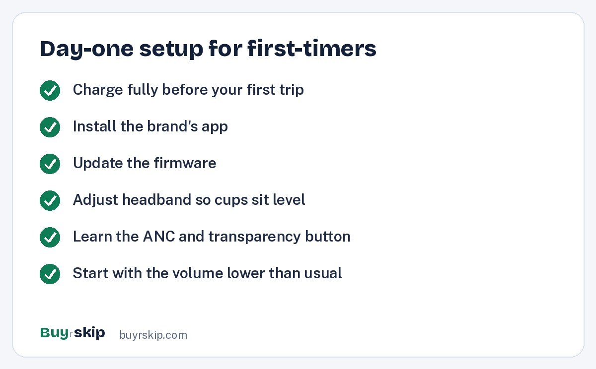 Day-one setup for first-timers (checklist)