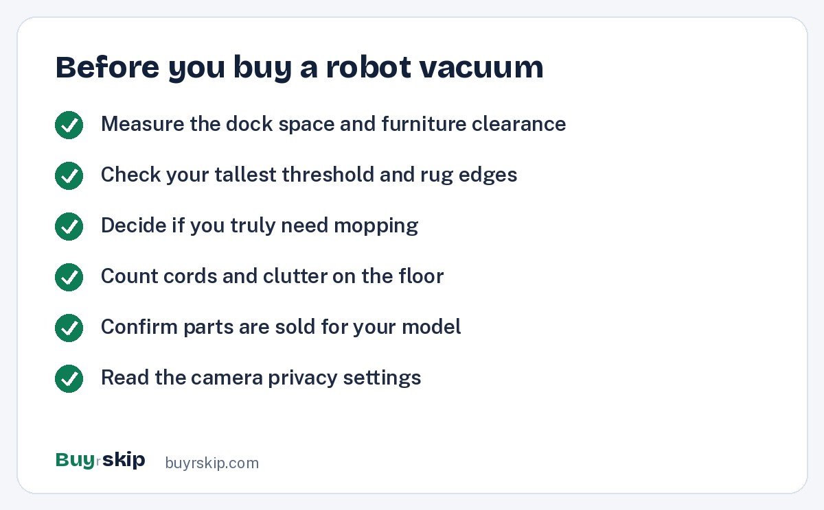 Before you buy a robot vacuum (checklist)